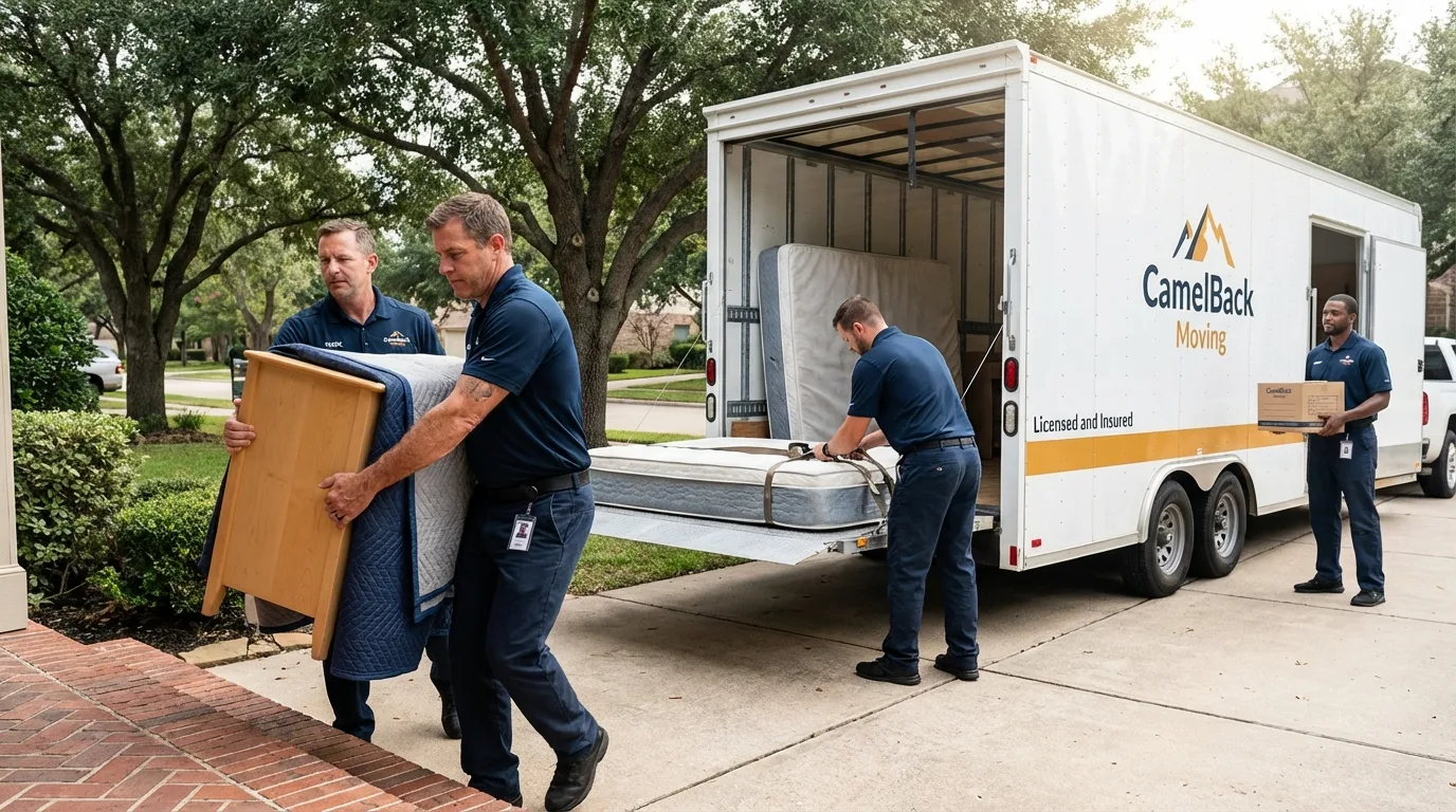 Crew loading residential truck for cross-state move from Somerville, TN