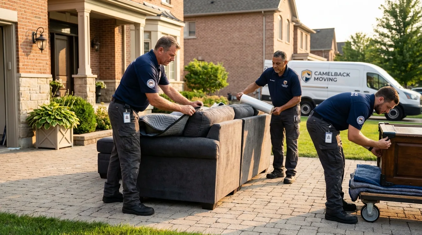 Large estate moving crew wrapping furniture in Somerville, TN